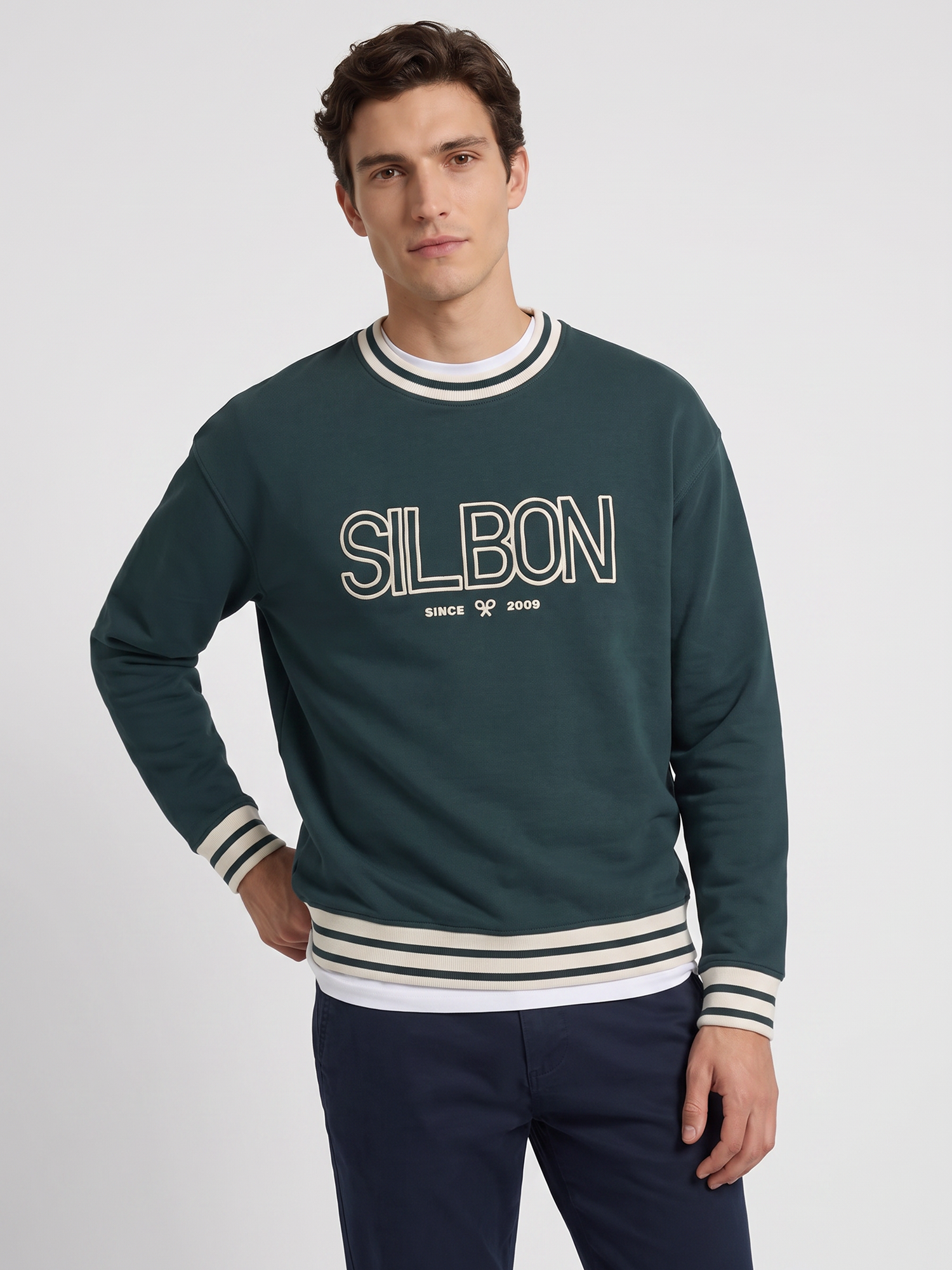 Sudadera relaxed fit retro verde oscuro