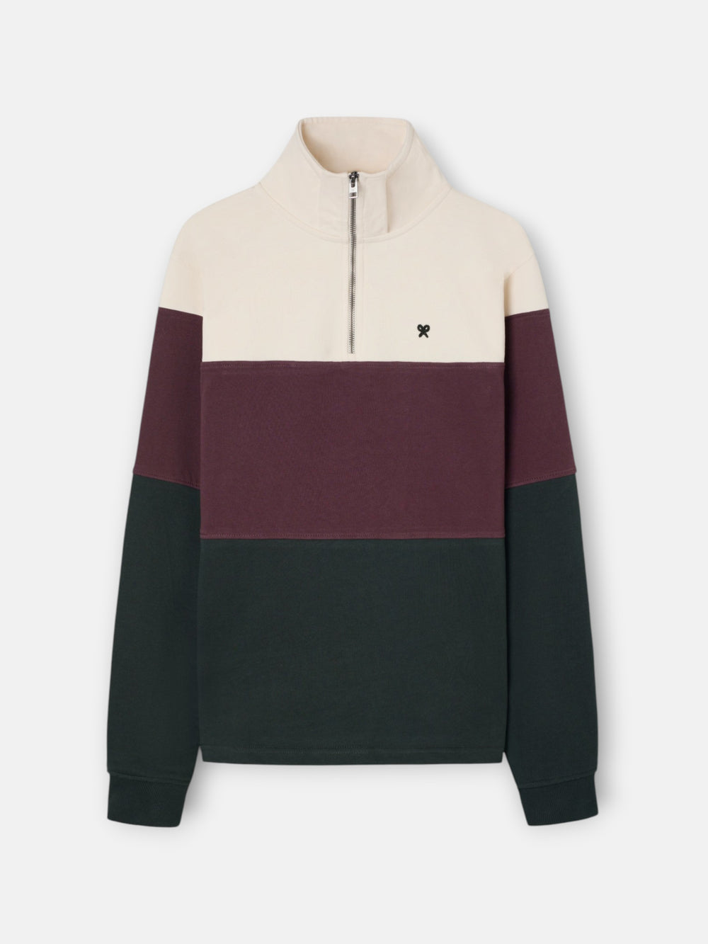 Sweatshirt meia fecho blocos verde