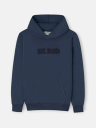 Sweatshirt com capuz e emblema em tom azul