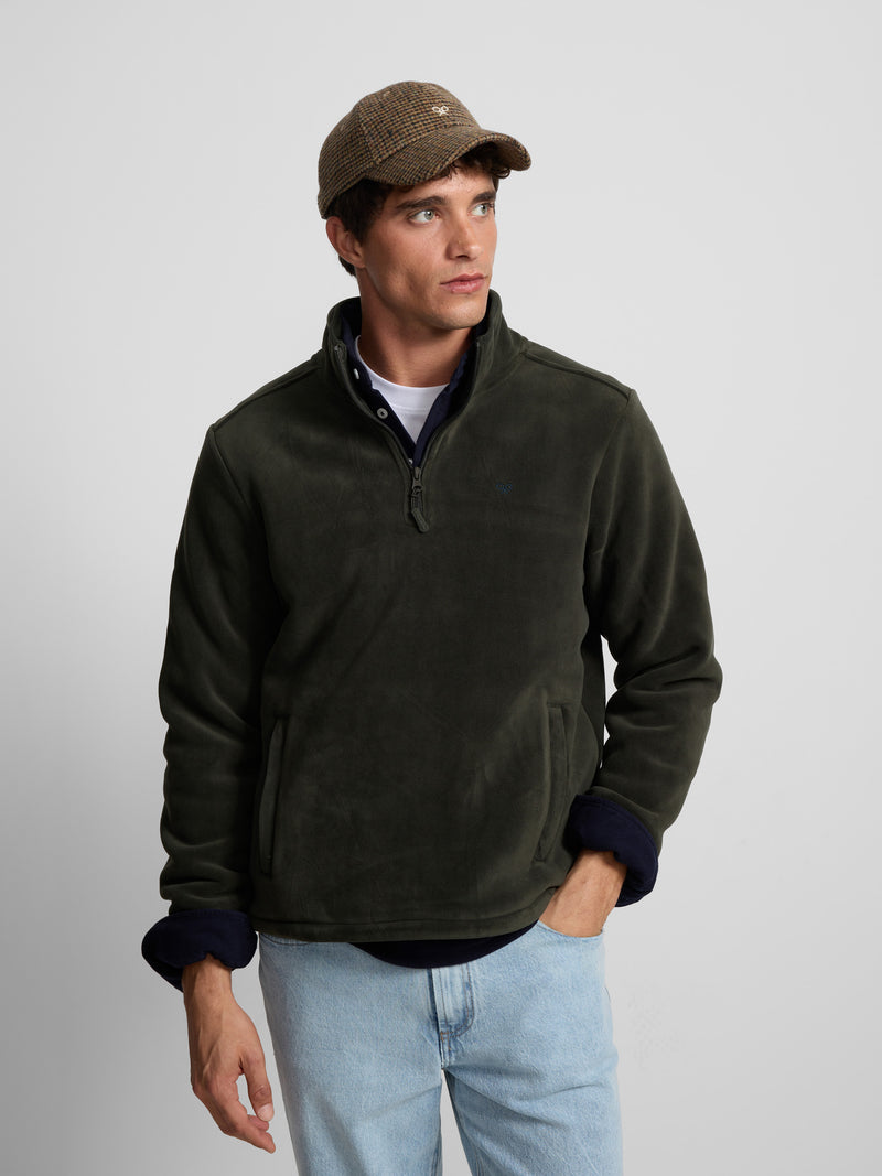 Polaire à demi-zip vert