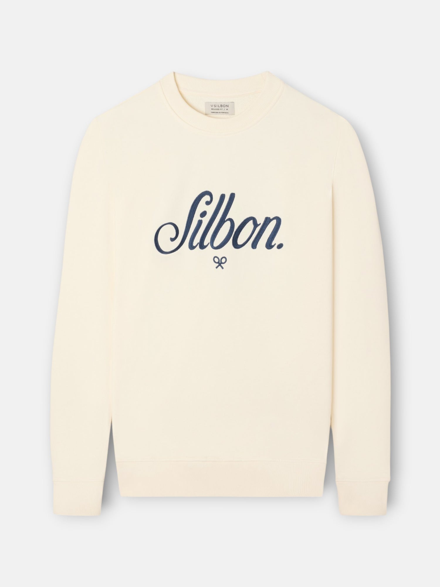 Sudadera relaxed fit silbon bordado crema