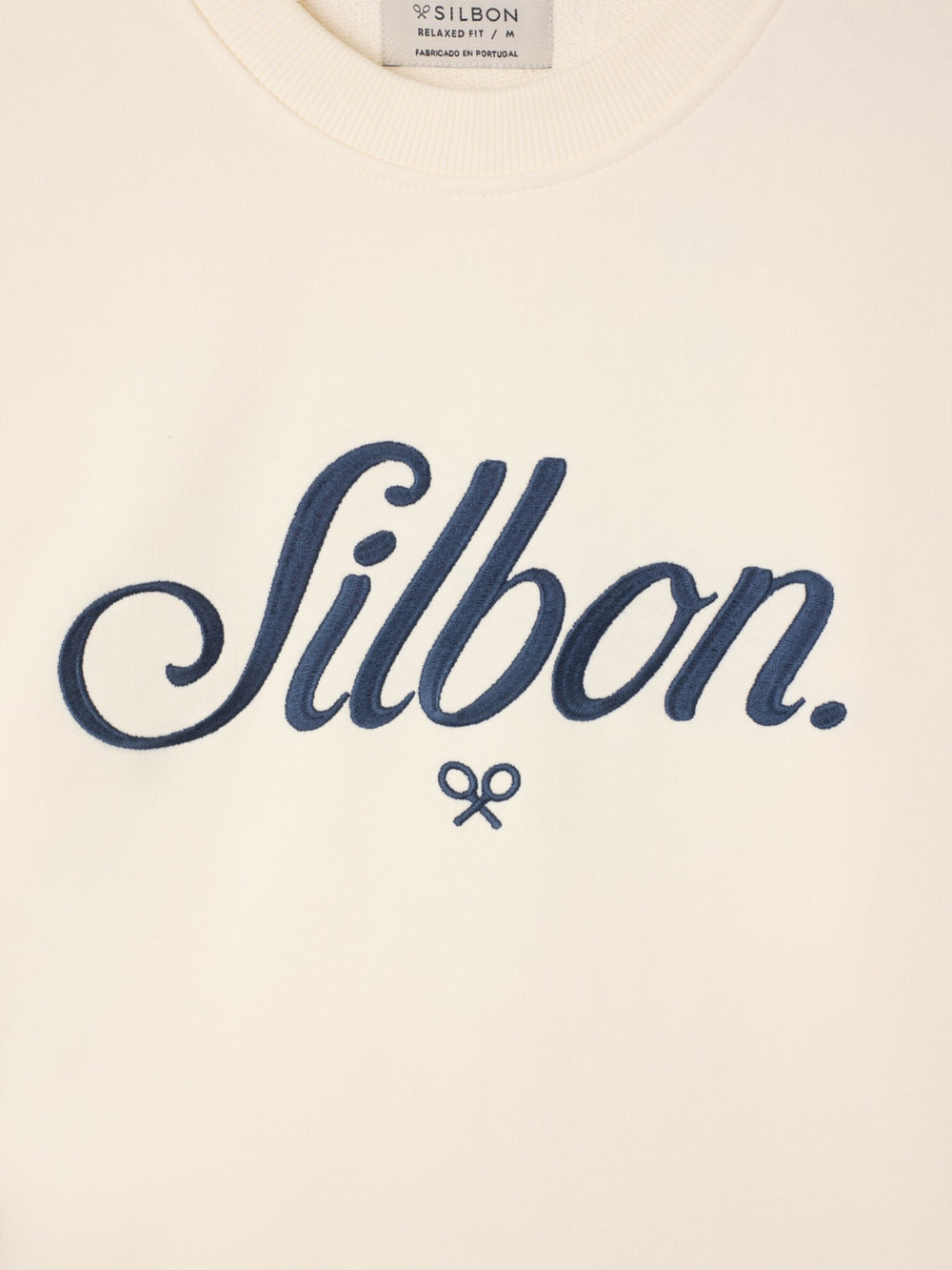 Sudadera relaxed fit silbon bordado crema