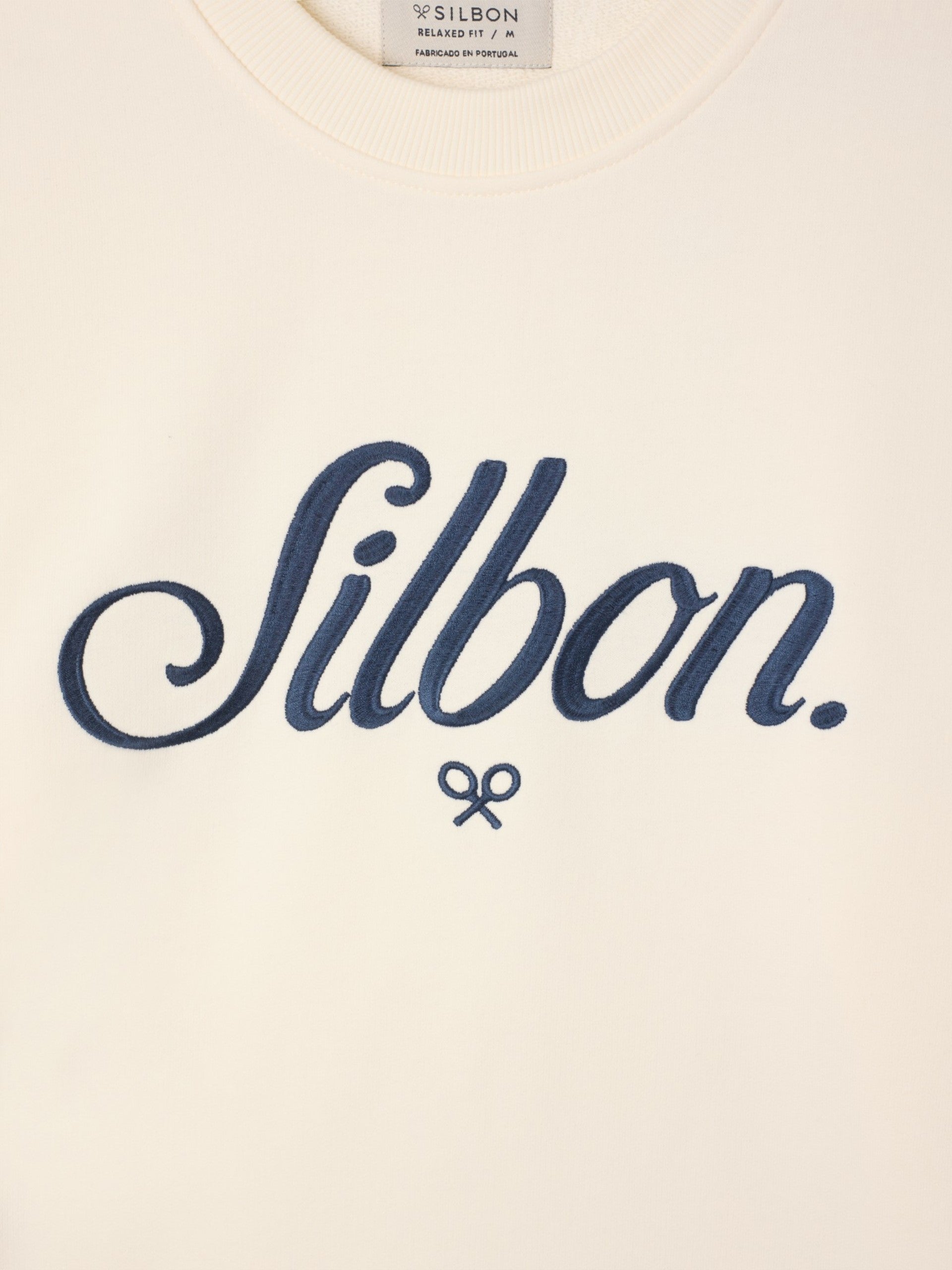 Sudadera relaxed fit silbon bordado crema