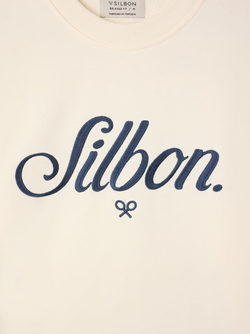 Sudadera relaxed fit silbon bordado crema