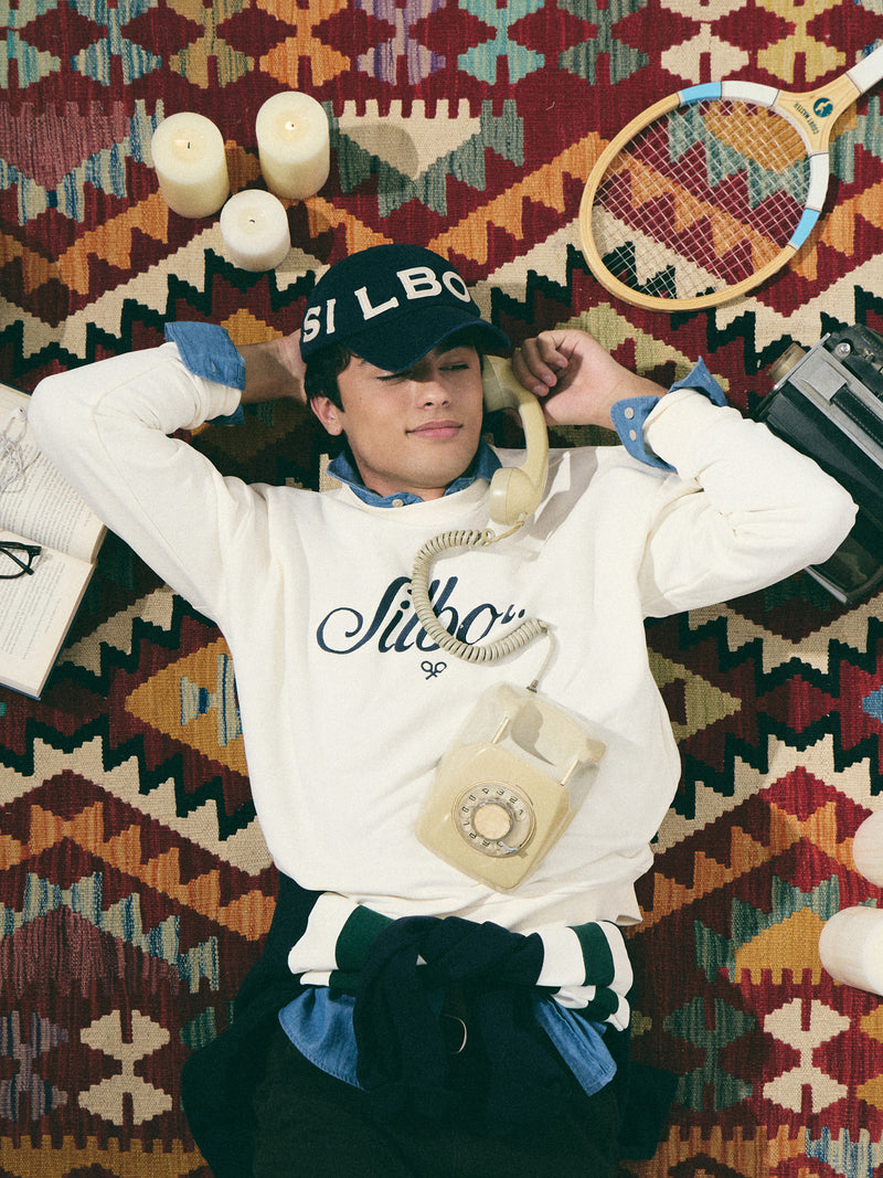 Sudadera relaxed fit silbon bordado crema