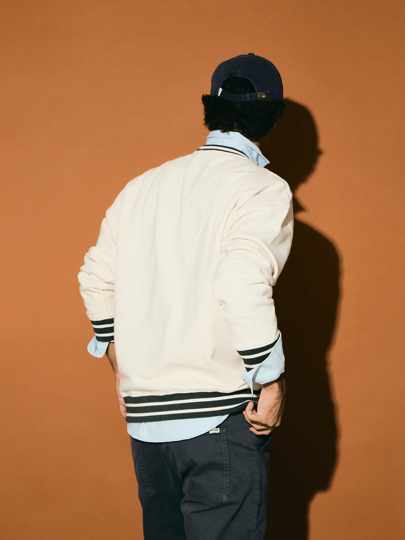 Sweat-shirt coupe décontractée rétro bicolore crème