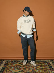 Sweat-shirt coupe décontractée rétro bicolore crème