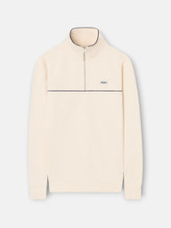 Sudadera media cremallera vivos contraste crema
