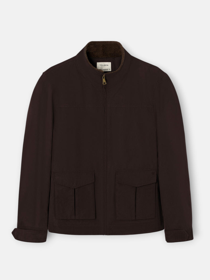 Chaqueta desgastada cuello borreguito marron