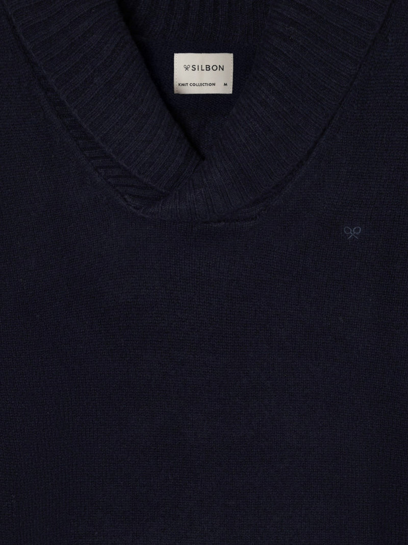 Jersey cuello smoking azul marino