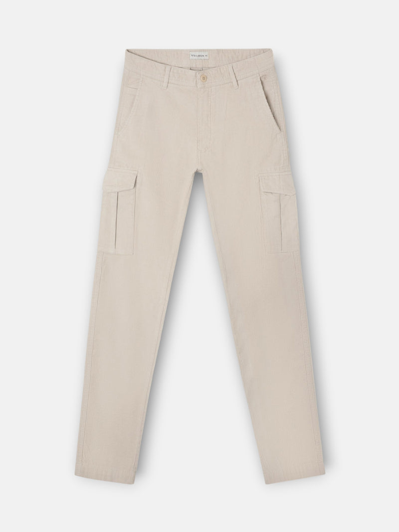 Pantalon sport cargo pana beige