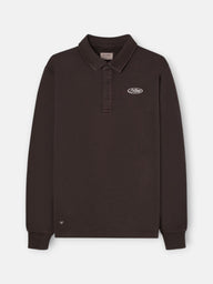 Sweat-shirt col polo usé marron
