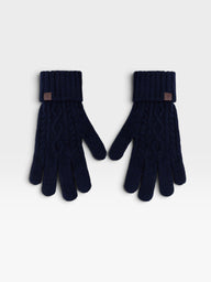 Gants motif tressé bleu marine