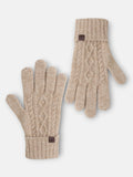 Guantes motivo trenzado beige