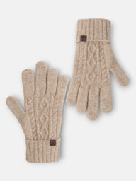 Guantes motivo trenzado beige