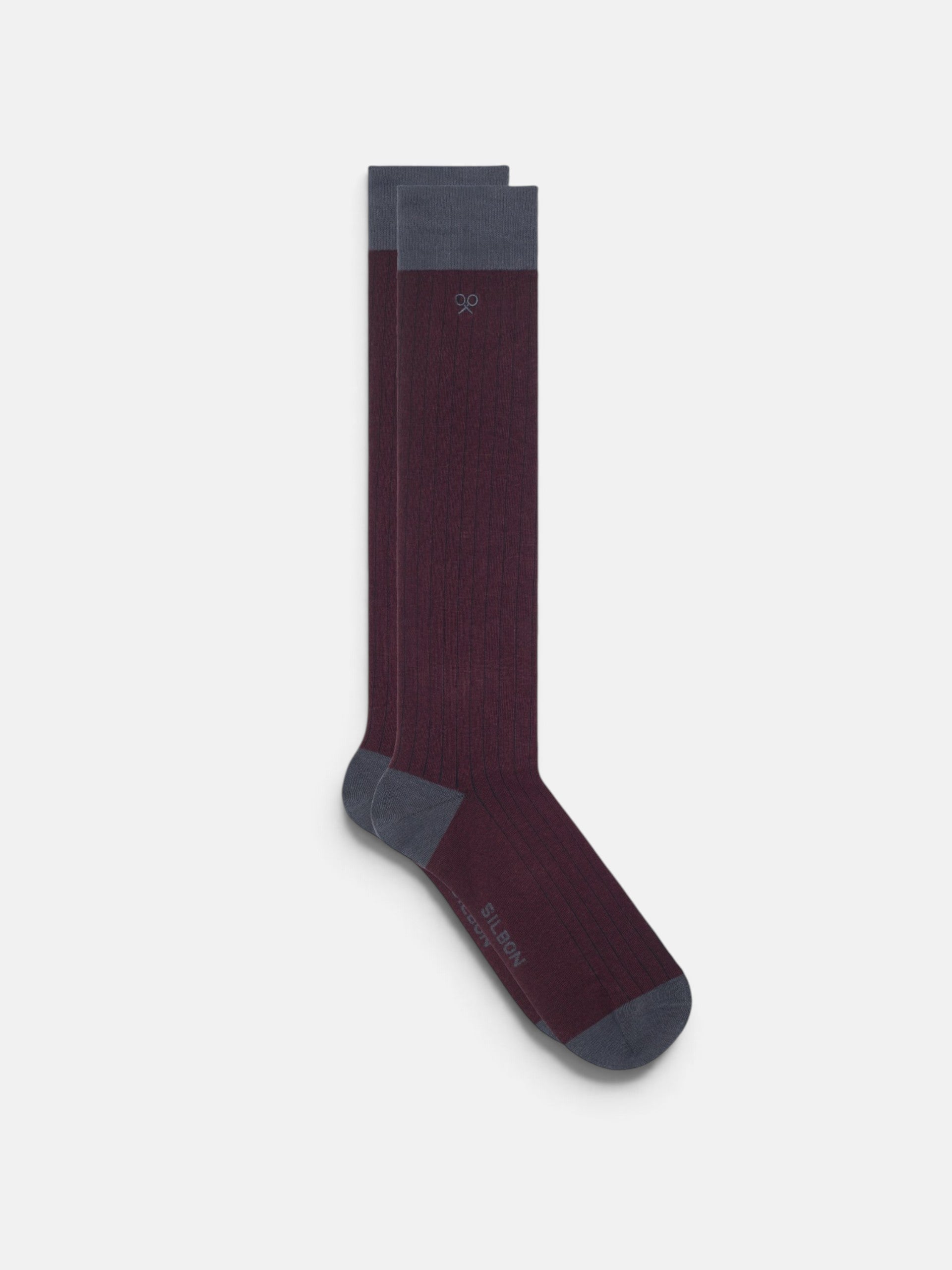Calcetin alto canalé burdeos