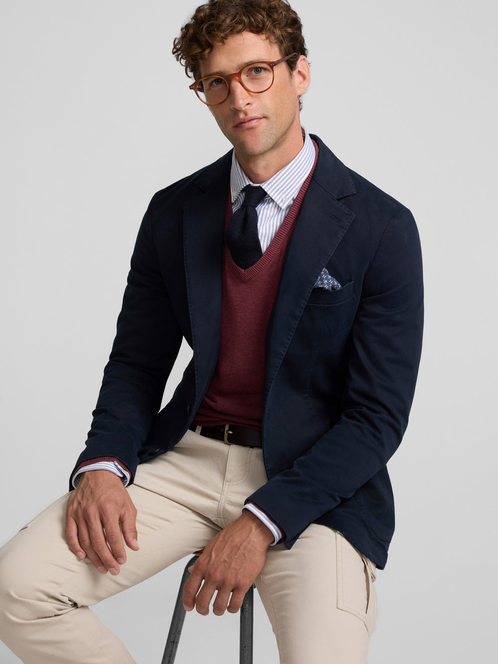 Navy blue straight casual blazer