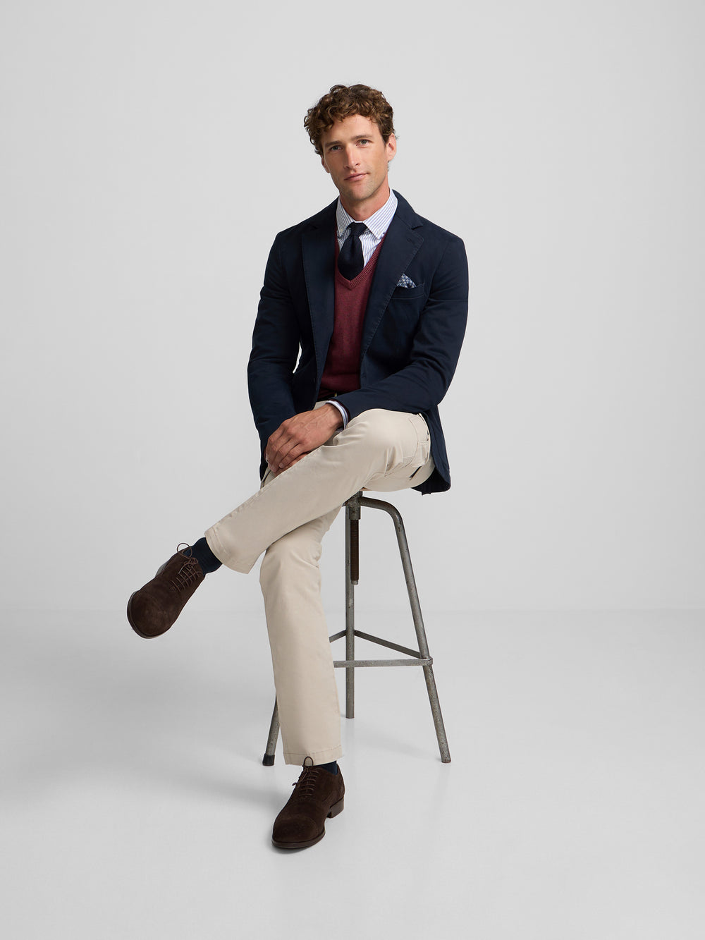Navy blue straight casual blazer