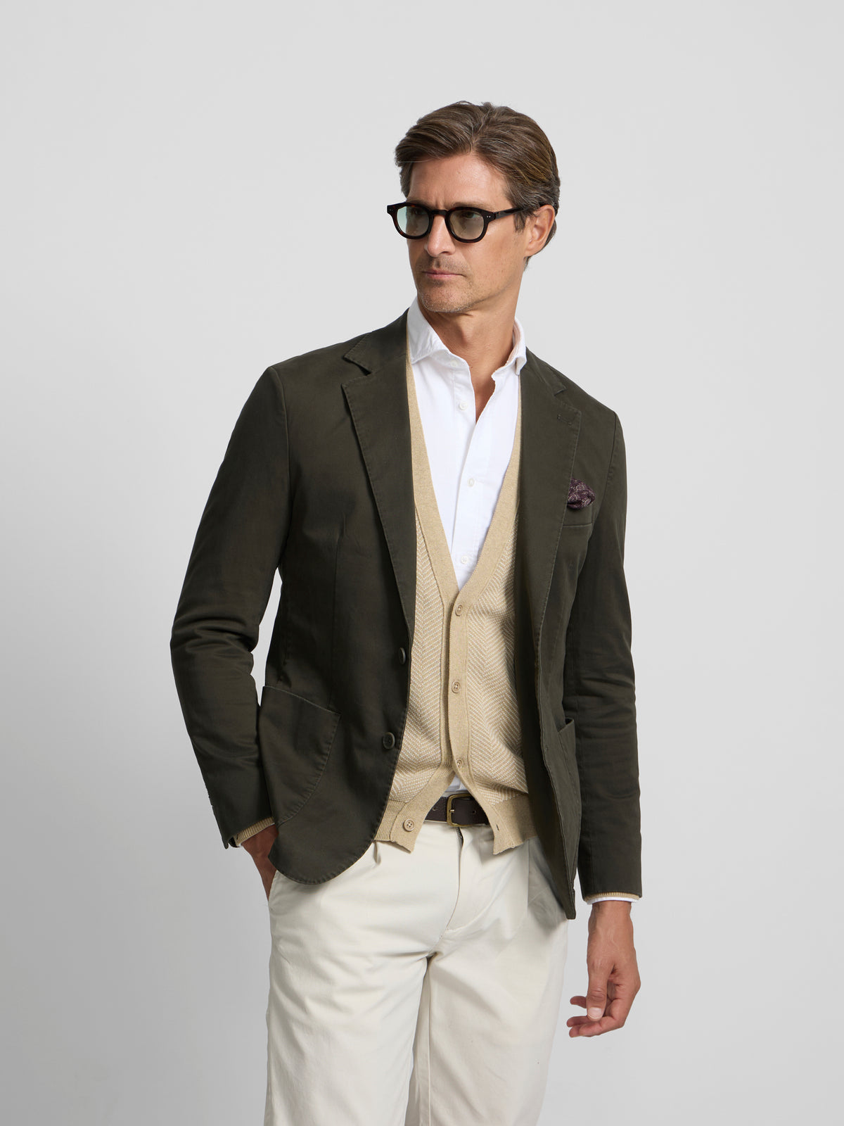 Straight casual green blazer