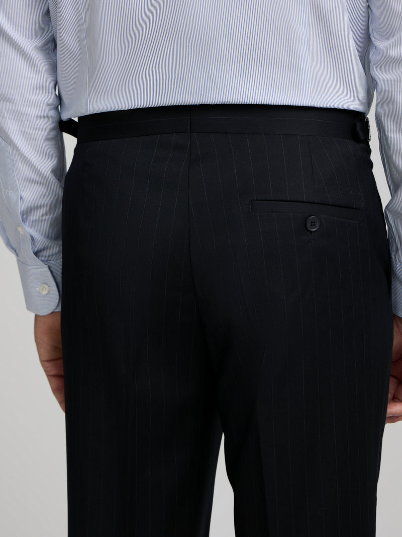 Pantalon traje cruzado raya diplomatica azul marino