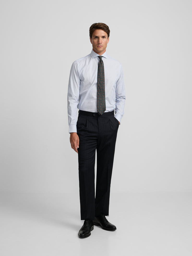 Pantalon traje cruzado raya diplomatica azul marino