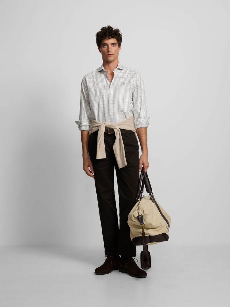 Brown pleated chino sport trousers