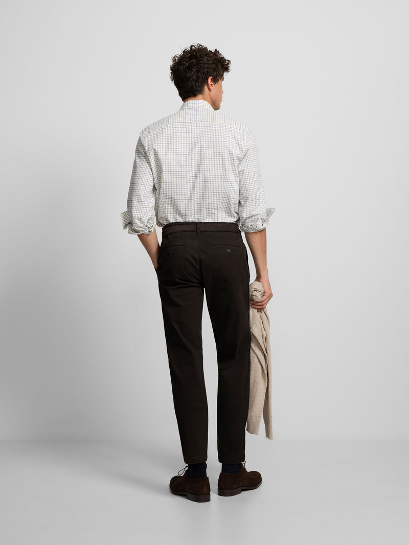 Brown pleated chino sport trousers