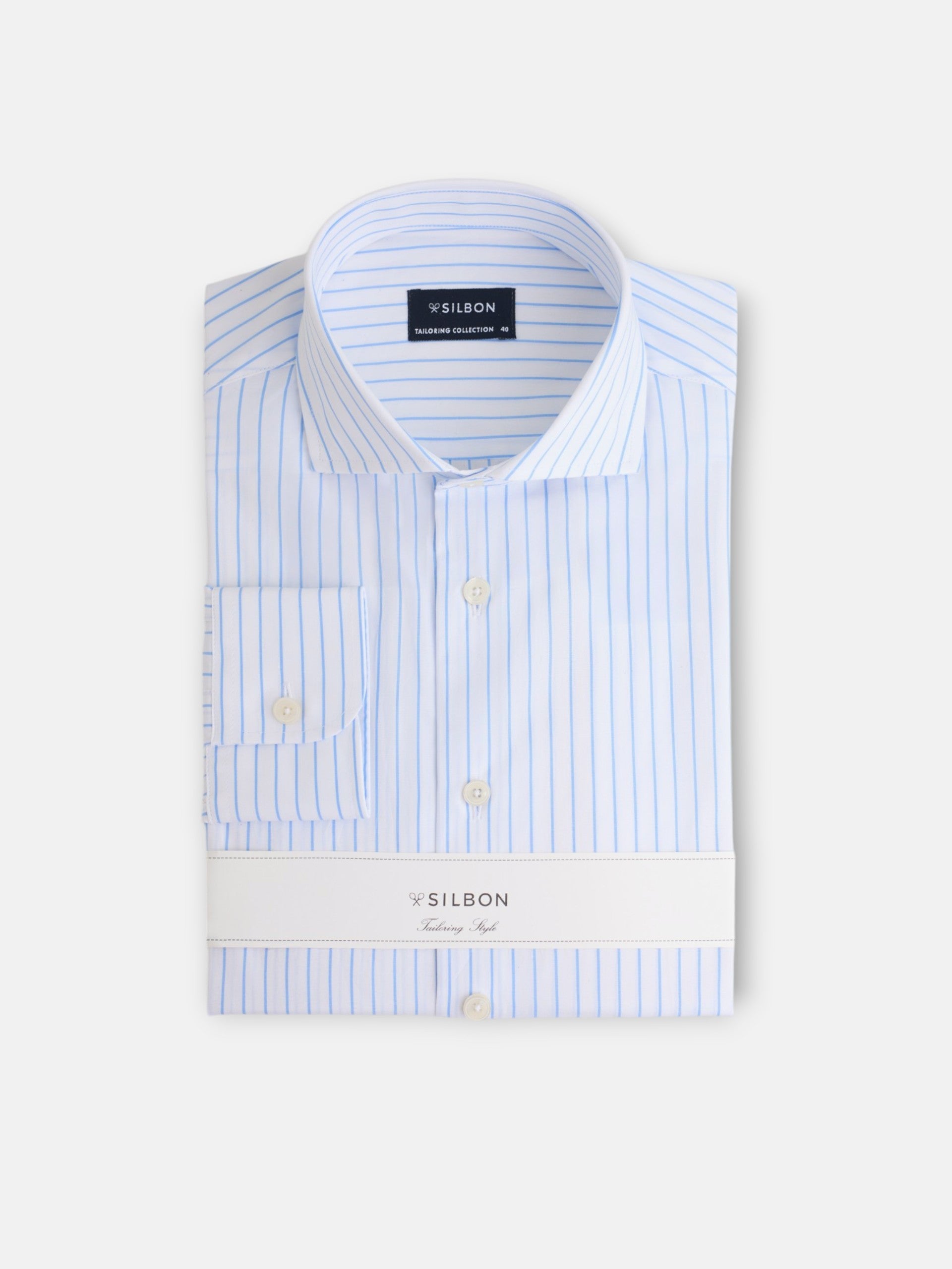 Camisa de vestir risca média branca
