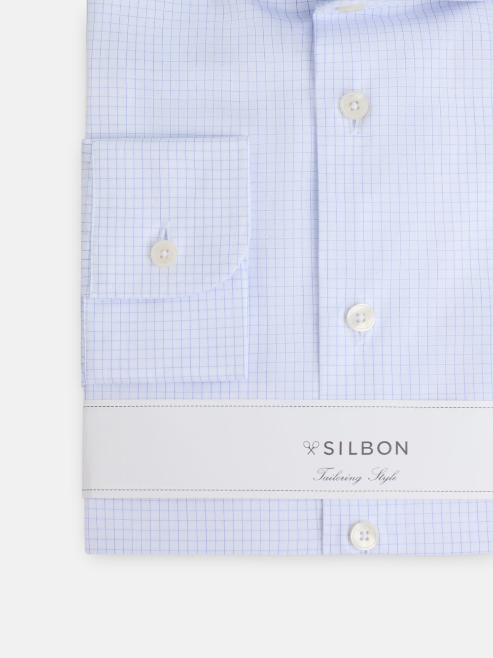 Light blue small check dress shirt