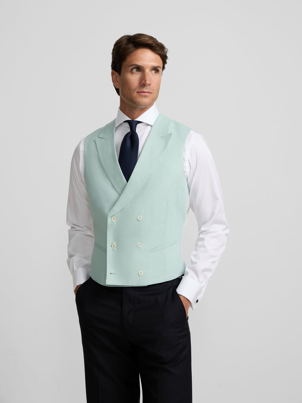 Chaleco chaque cuello clasico aguamarina