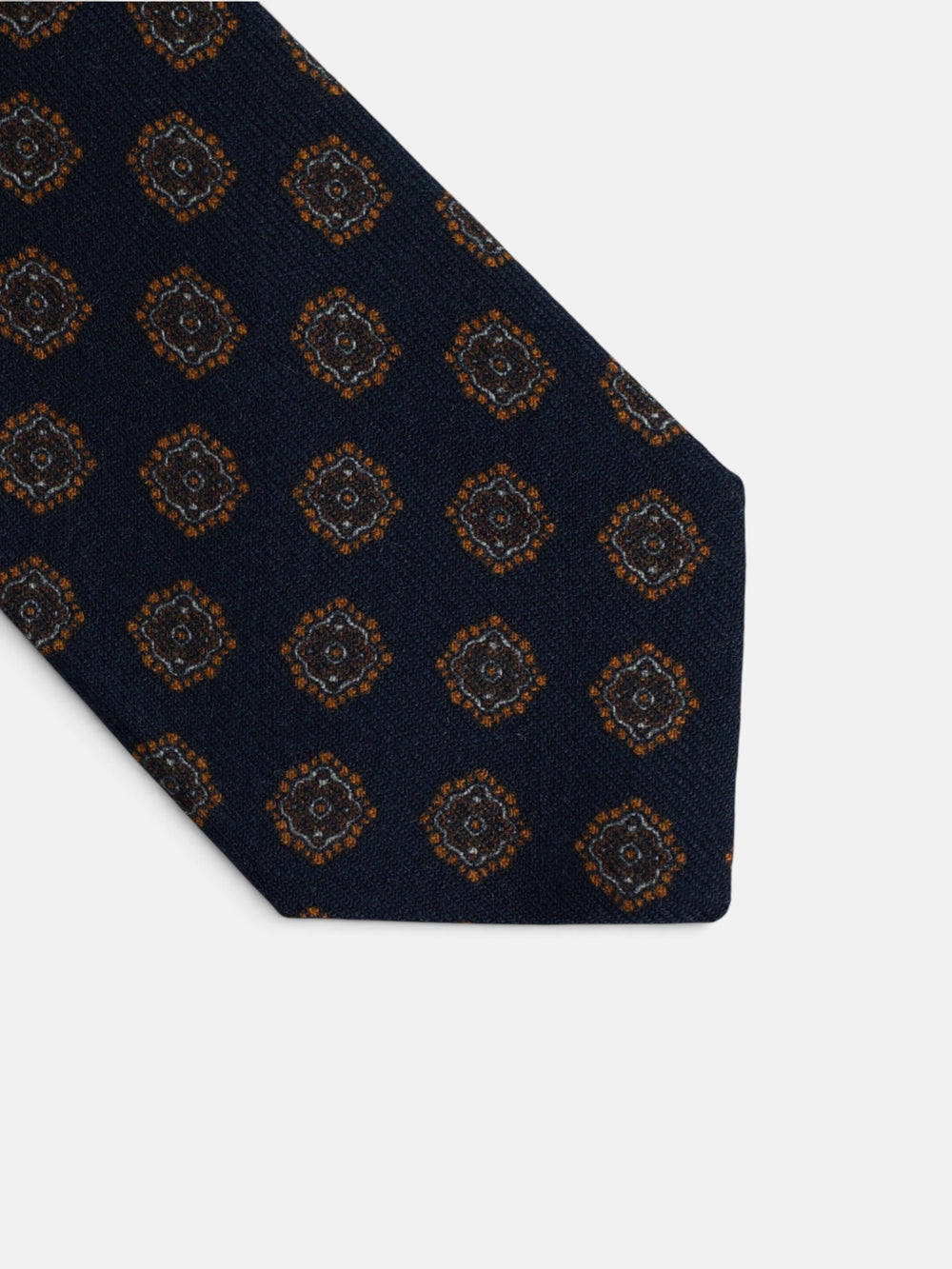 Gravata estampada com medalhão azul-marinho