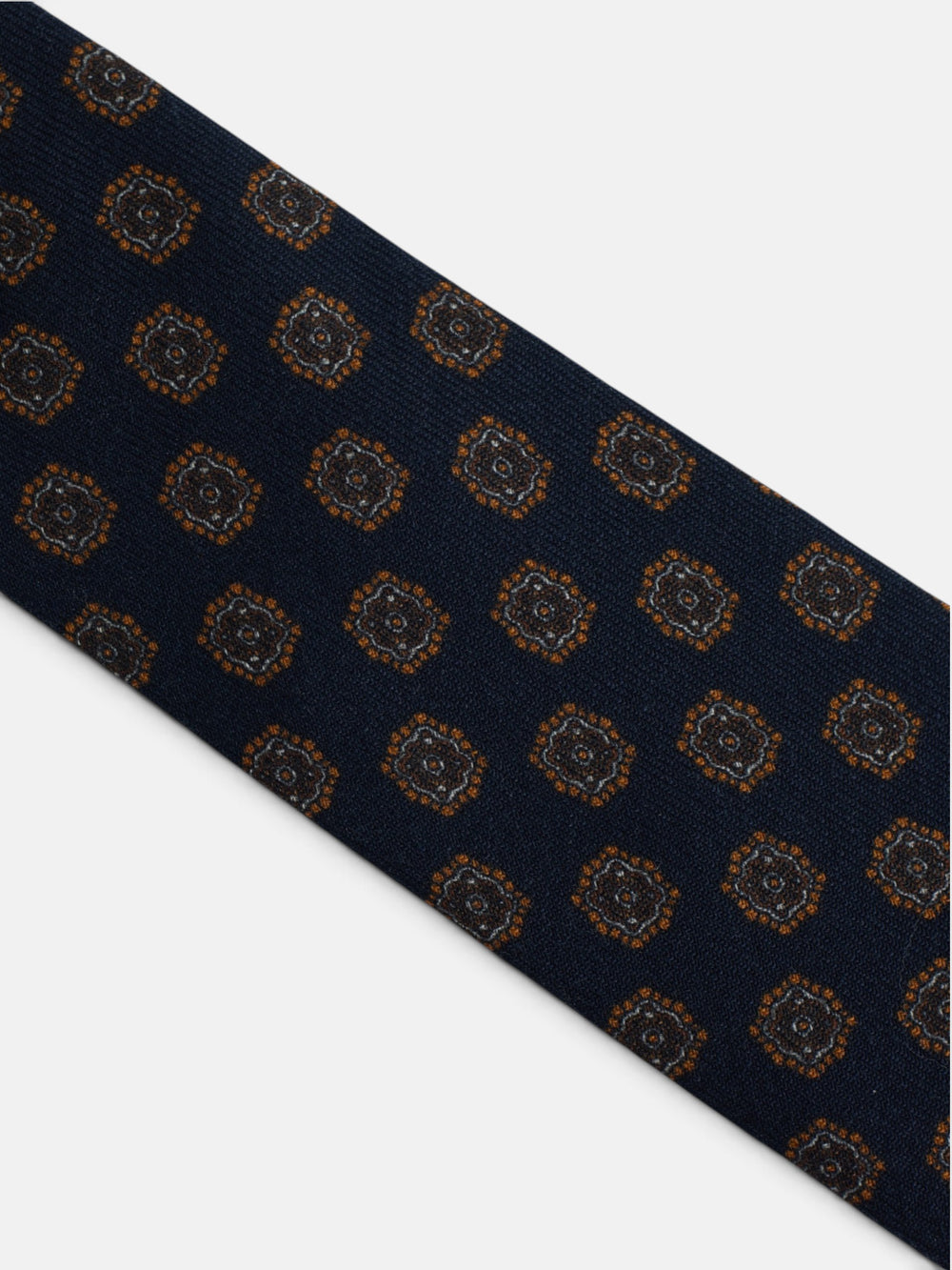 Gravata estampada com medalhão azul-marinho