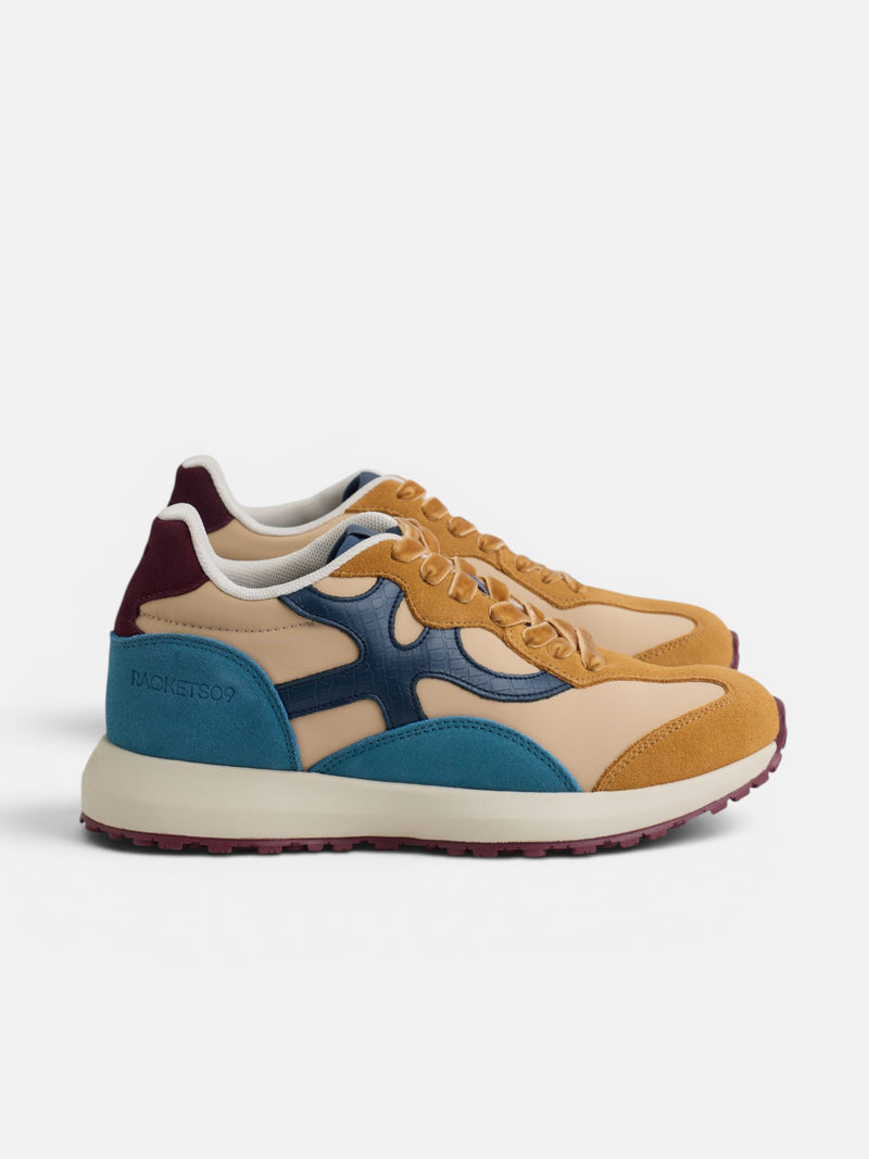 Sapatilha RACKETS09 camel e azul