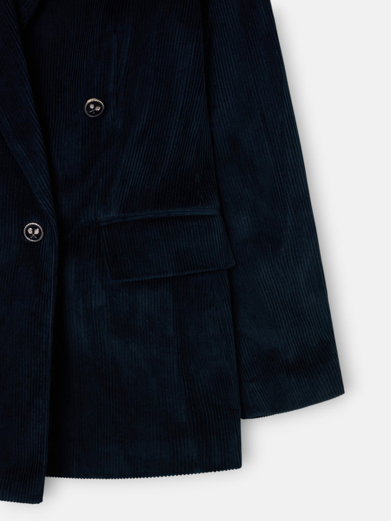 Blazer cruzado de bombazina azul-marinho