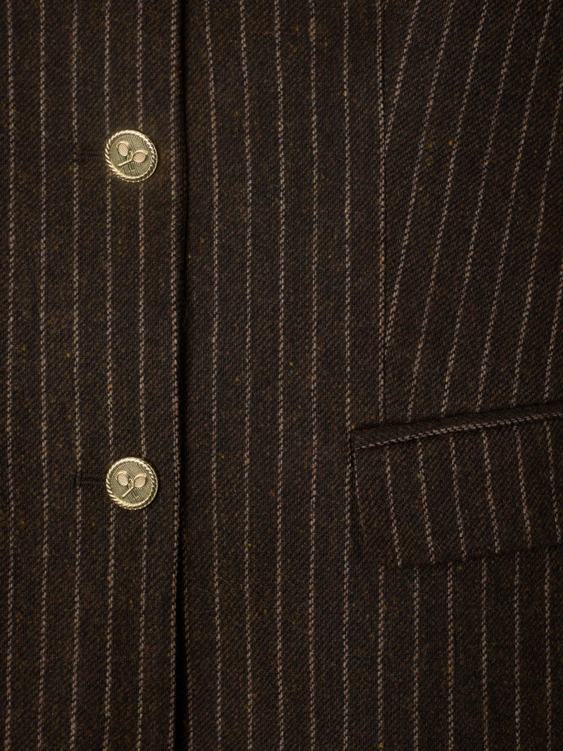 Blazer de gola alta com risca diplomática castanha