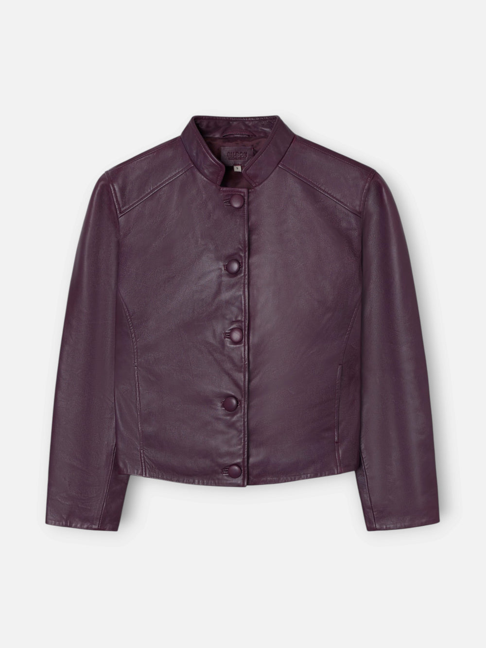 Napa leather jacket with burgundy buttons