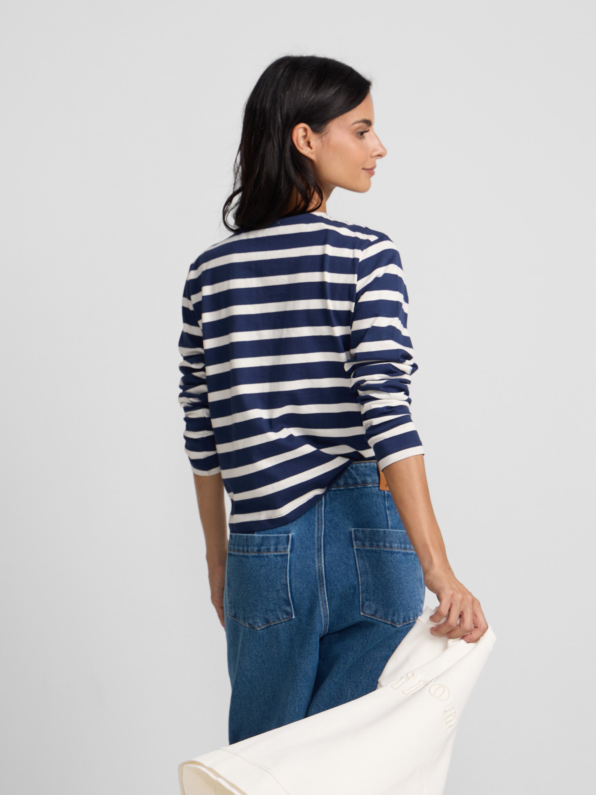 Camiseta woman lazada rayas azul marino