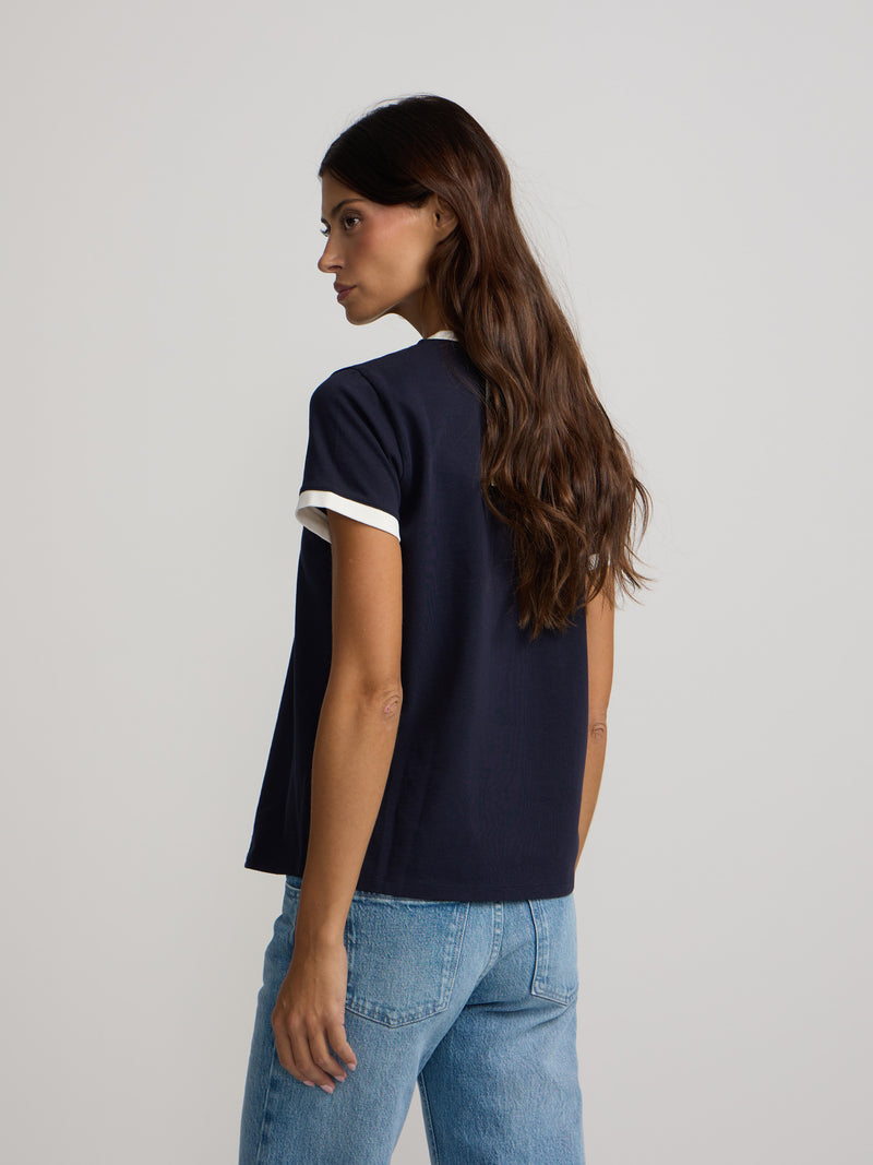 Camiseta woman silbon raqueta contraste azul