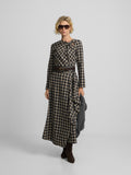 Falda midi cuadros gris y crudo