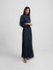 Falda midi evase jacquard azul marino