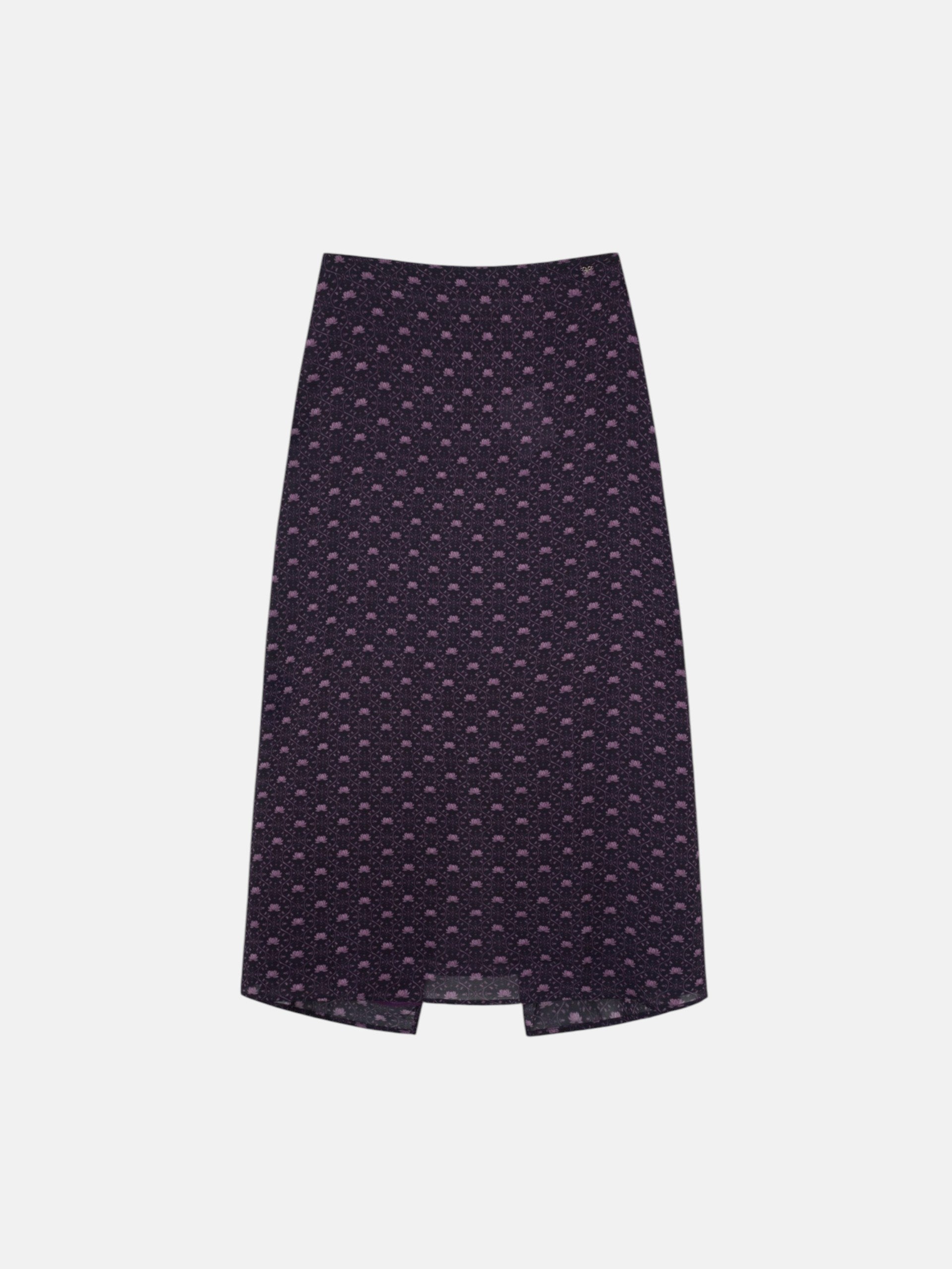 Midi skirt with purple print and tie