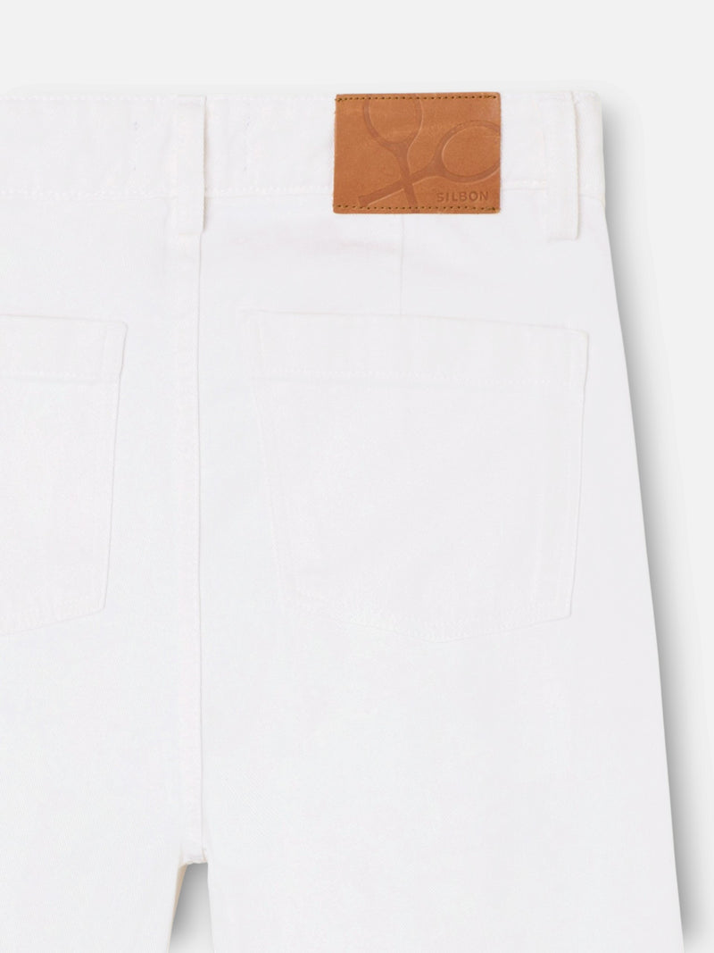 Wide leg trousers with unique pleats in white