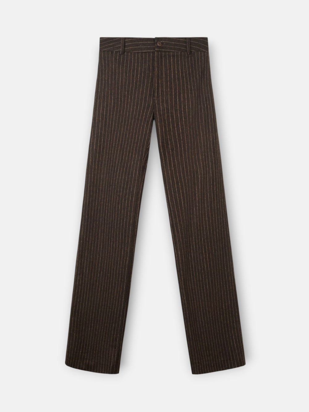 Straight-leg trousers with brown pinstripes