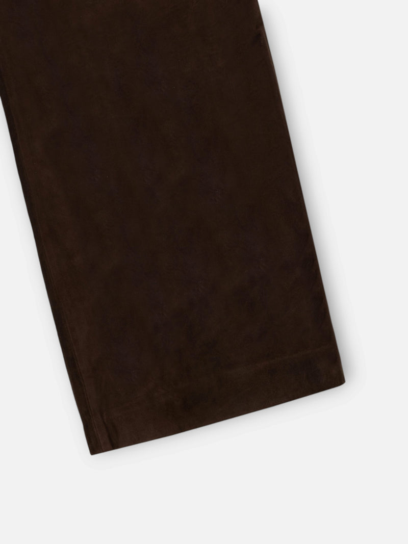 Pantalon piel ante pinzas marron