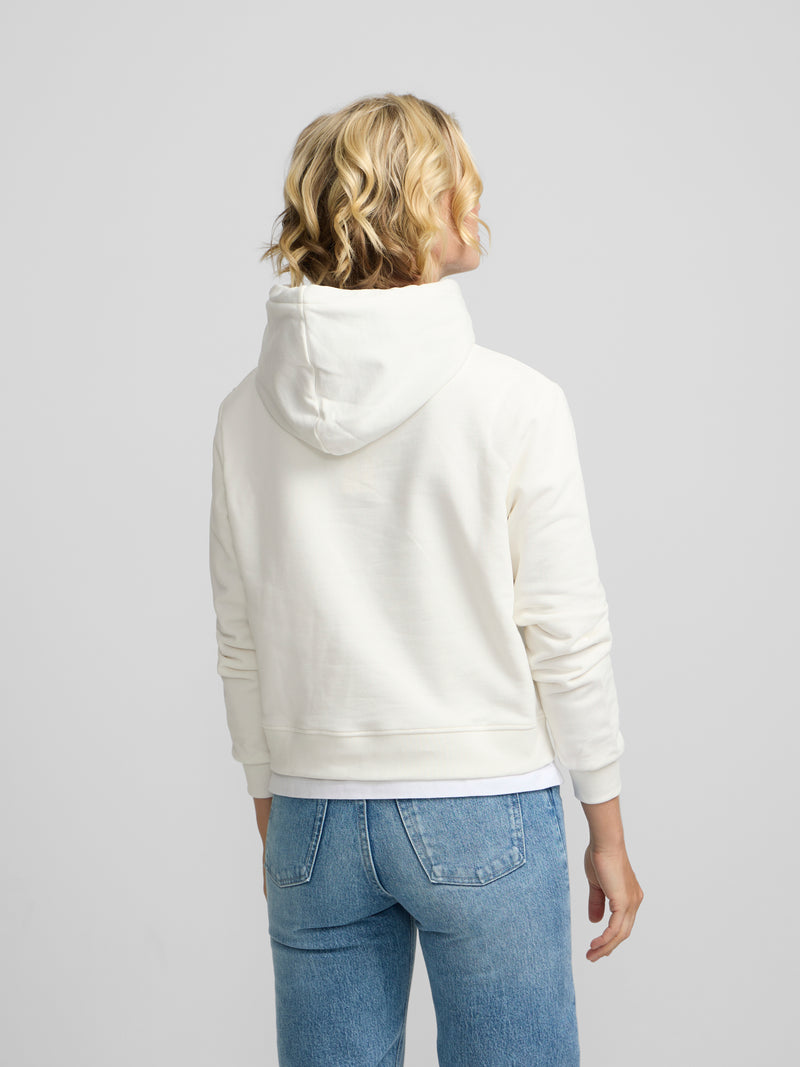 Sweatshirt mulher com capuz raquete estampado cru
