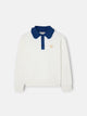 Sweat-shirt fille col polo beige