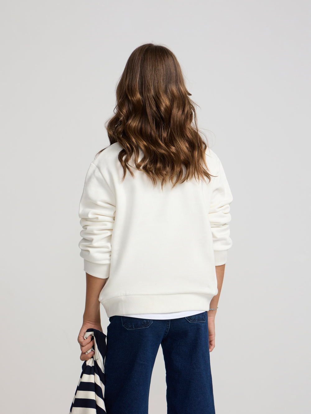 Beige polo neck sweatshirt for girls