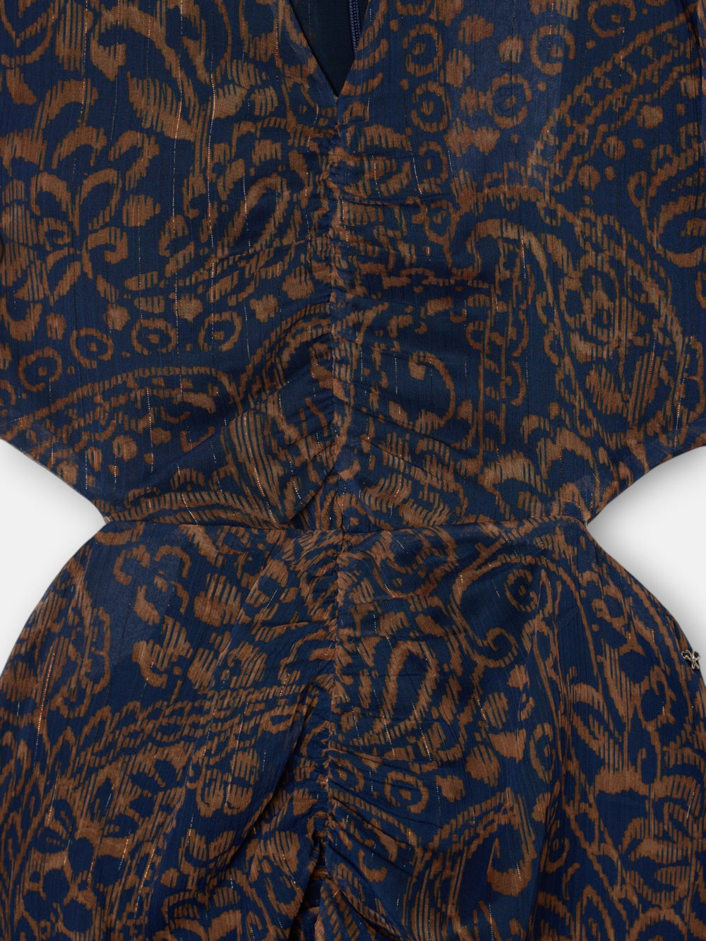 Robe découpée imprimé cachemire bleu