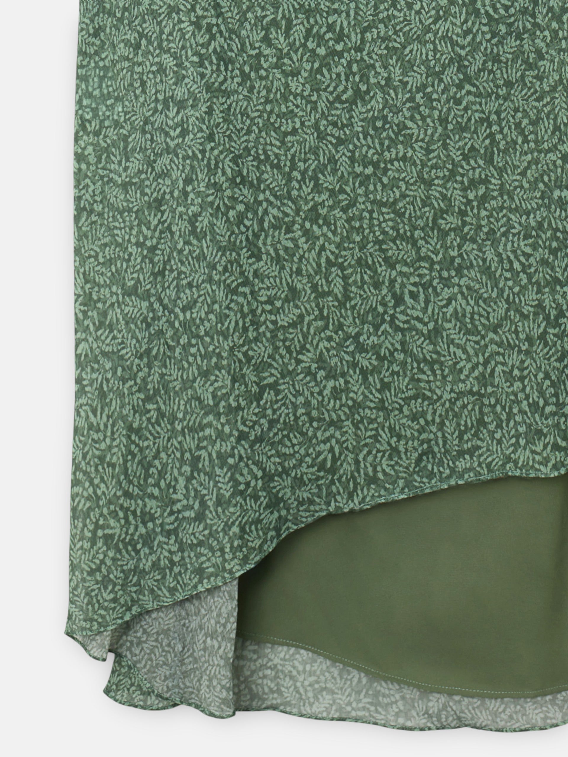 Vestido midi estampado hojas verde