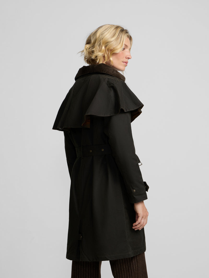 Parka encerada cuello pana verde
